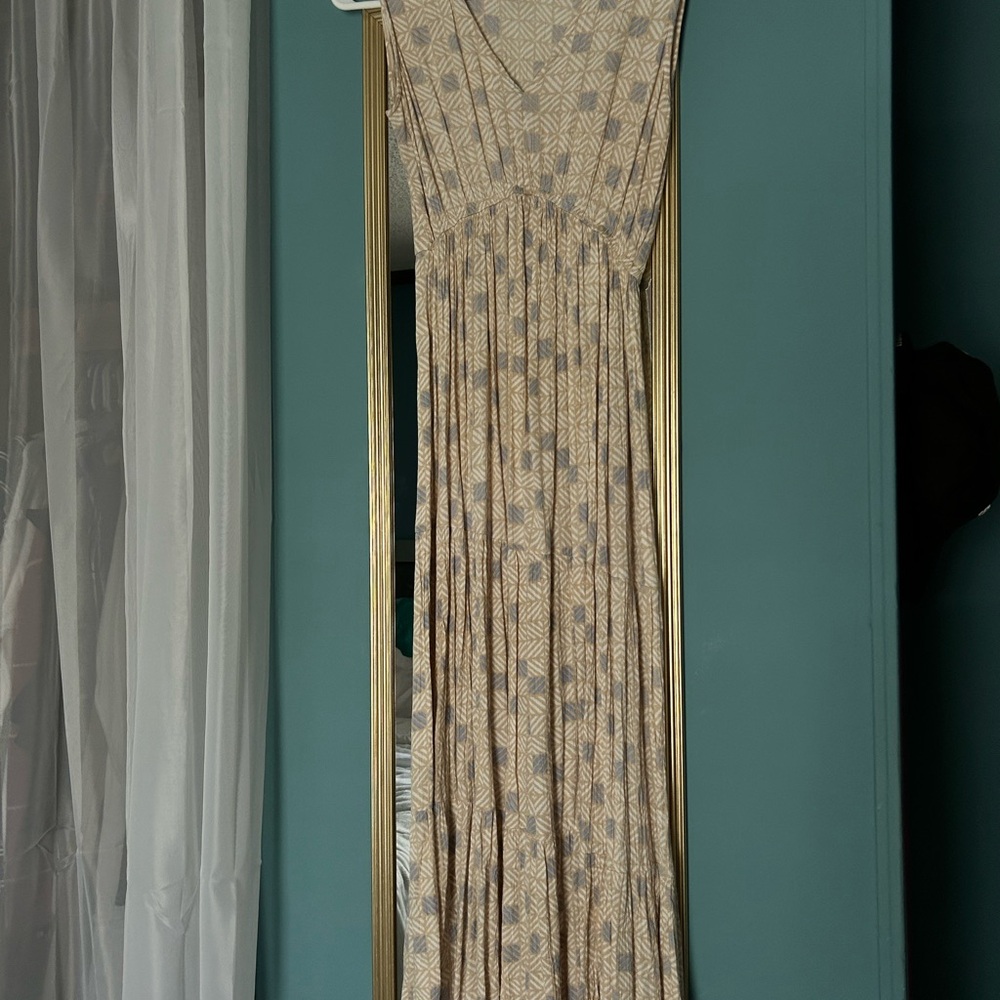 Sincerely Jules Blue Plunge Neck Sleeveless Maxi Gown